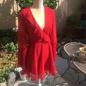 Keepsake scalloped red chiffon dress